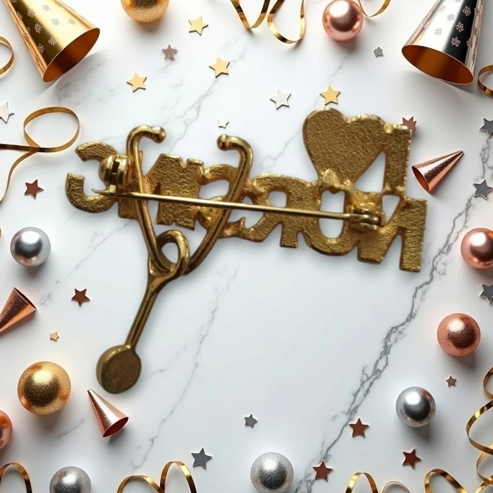 Nursing Pin Brooch Stethoscope RN LPN CNA Gold Tone - Picture 3 of 8